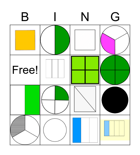 Fractions Bingo Card