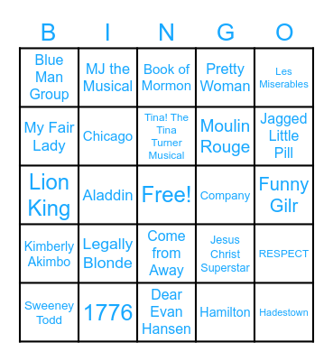O-pa Broadway Bingo Card