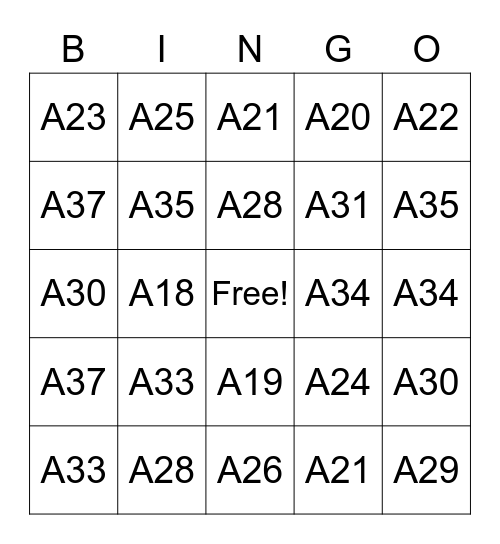 Return/Exchange Bingo Card