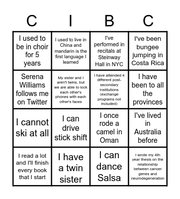 Investment Banking Mentorship Program BINGO Card