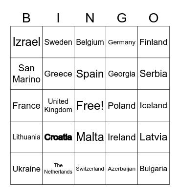 Euro Trip 2022 Bingo Card