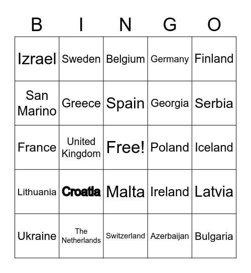 Euro Trip 2022 Bingo Card