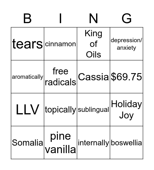 A Joyful Tradition Bingo Card
