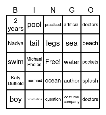 Nadya Vessey: Mermaid Bingo Card