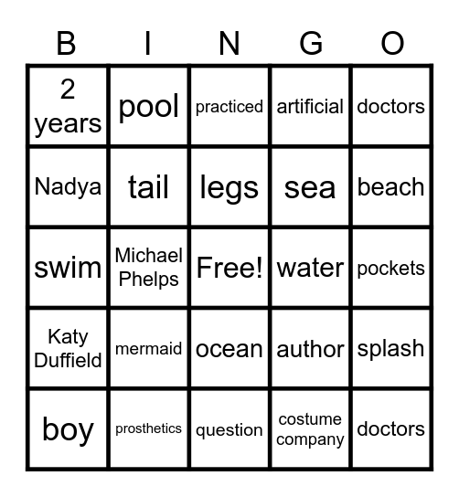 Nadya Vessey: Mermaid Bingo Card