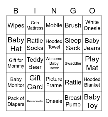 Baby Gift Bingo Card