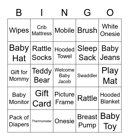 Baby Gift Bingo Card