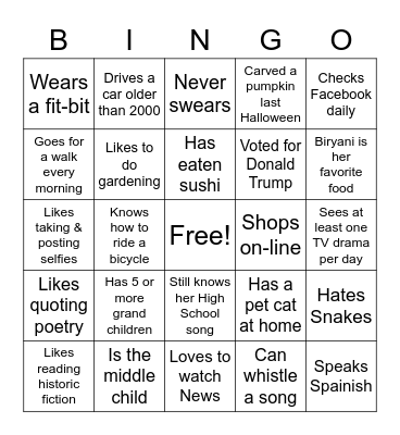 Get To Know You Bingo Card