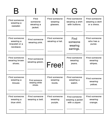 Find Someone Who______ Bingo Card