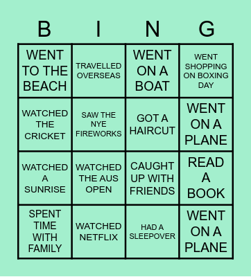 Holiday Bingo Card