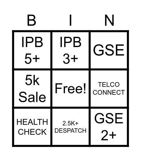 TGG WEEKEND BINGO Card