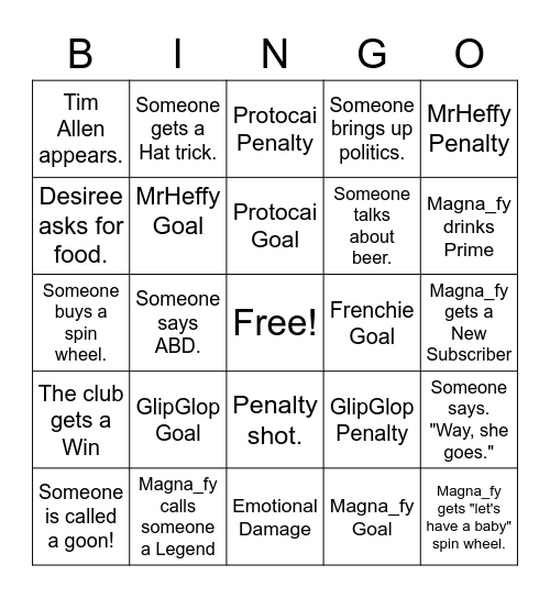 Chel Bingo Card