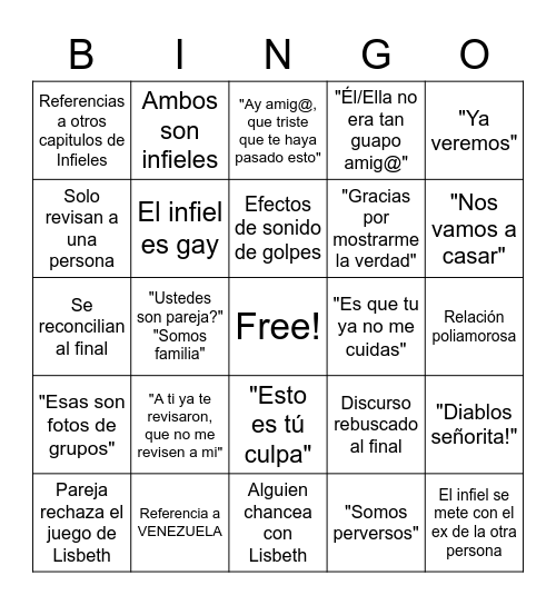 I N F I E L E S Bingo Card