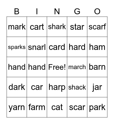 Lesson 1 - Part 1 Bingo Card