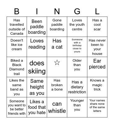 MINGLE BINGL Bingo Card
