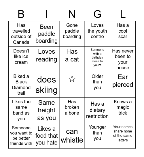 MINGLE BINGL Bingo Card