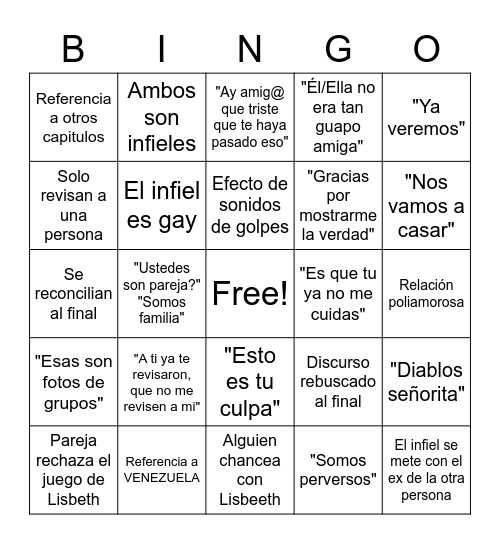 I N F I E L E S Bingo Card