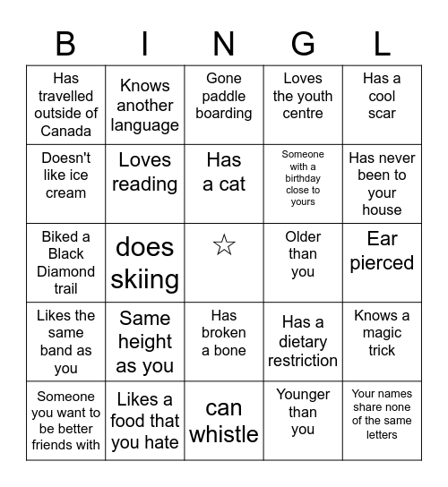 MINGLE BINGL Bingo Card