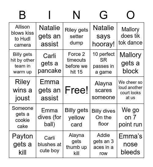 Legacy Jrs 17s Bingo Card