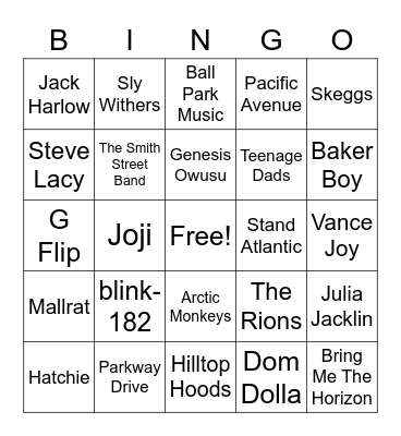 Hottest 100 of 2022 Bingo Card
