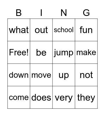 UNIT 1 Bingo Card