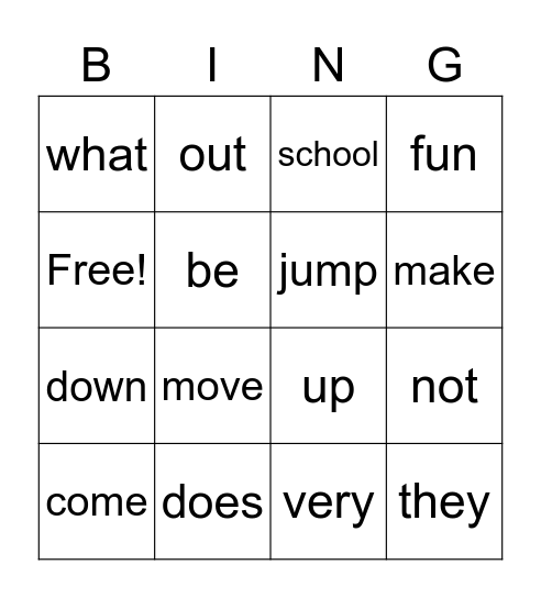 UNIT 1 Bingo Card