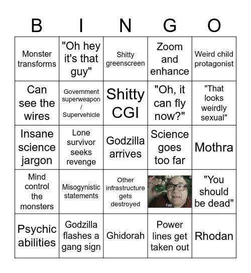 Godzilla Movie Bingo Card