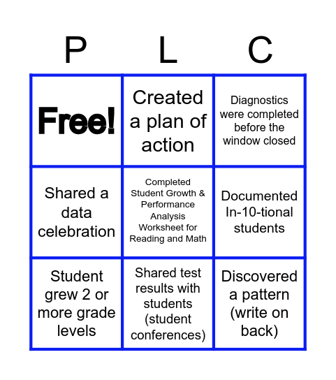 Data Dive Bingo Card