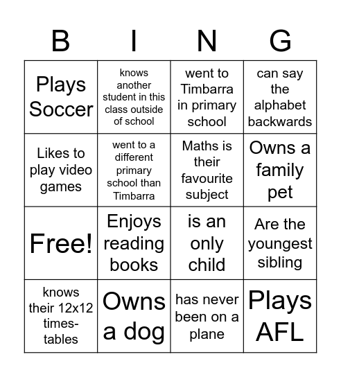 8C bingo! Bingo Card