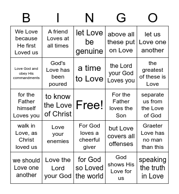 Love Bible BINGO Card