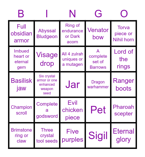 Clan Bingo Card