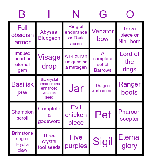 Clan Bingo Card