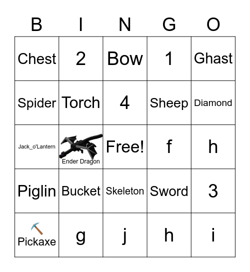 Minecraft Bingo Card