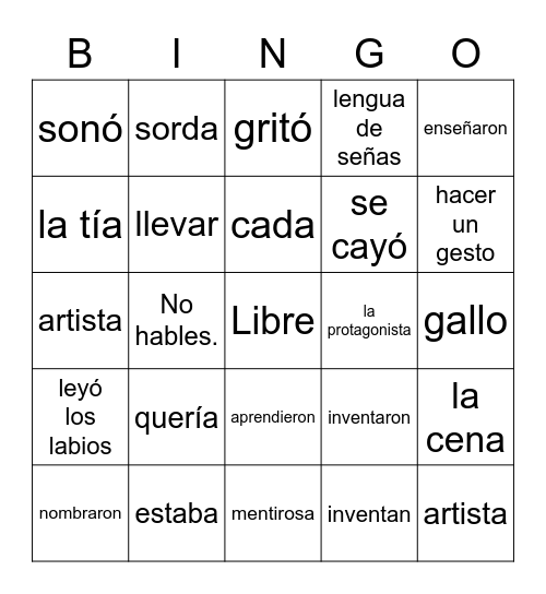 Pintando Con las Manos Bingo Card