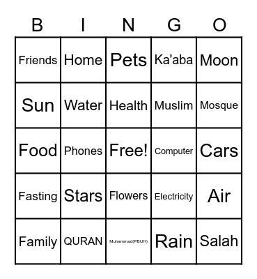 GRATITUDE Bingo Card