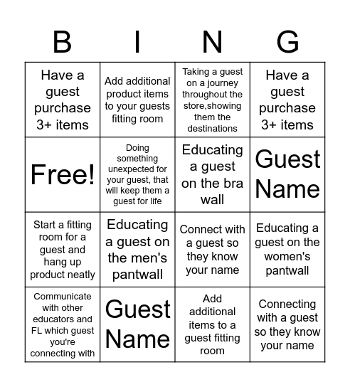 A.C.E Bingo Card