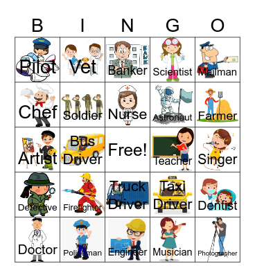 Different Types of Jobs Bingo Card