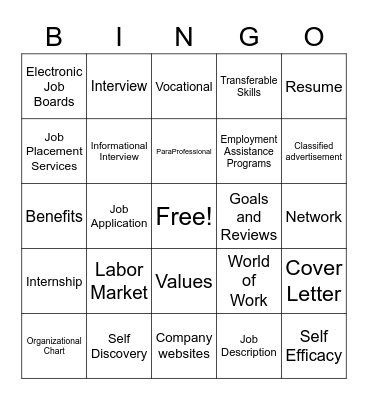 CAREER BINGO Card