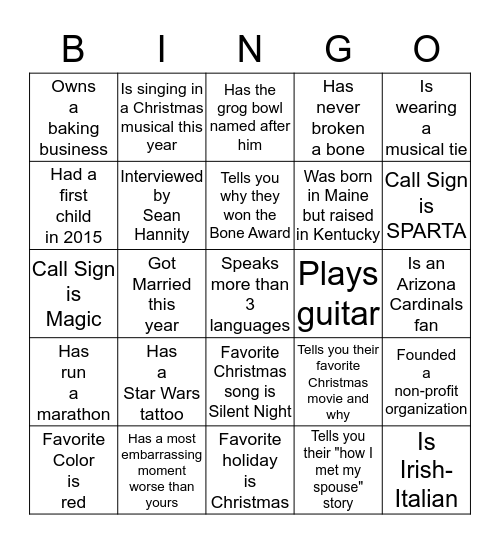 ................12RS HOLIDAY PARTY 2015................                                                                                                                                                                     To Win: Get initials in all squar Bingo Card