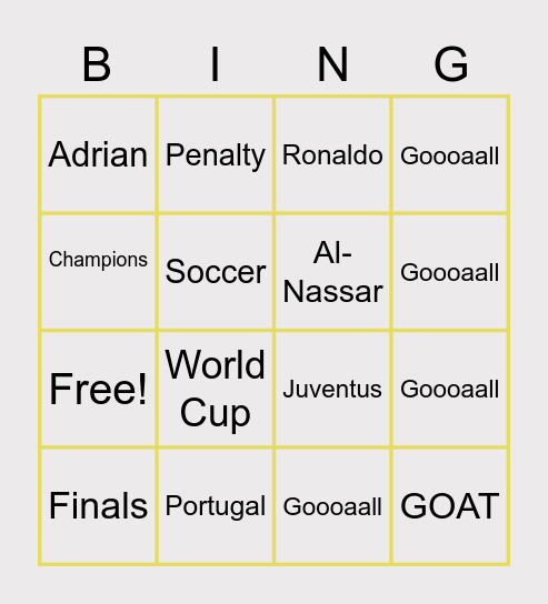 Adrian’s 8th Birthday Bingo Card