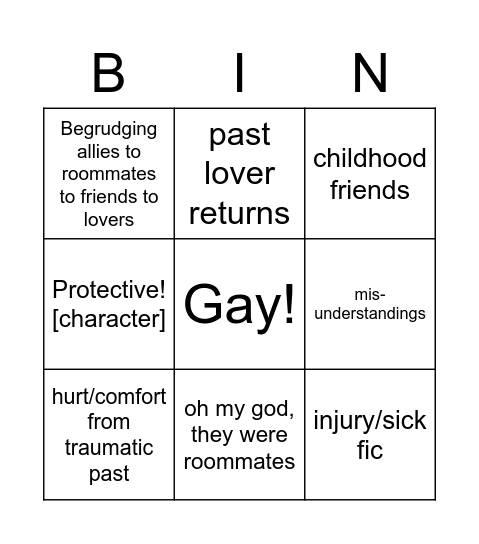 Buddy Daddies Fic Trope Bingo Card