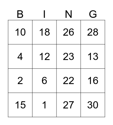 Los Numeros Bingo Card