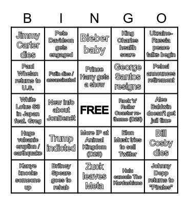 2023 PREDICTIONS Bingo Card