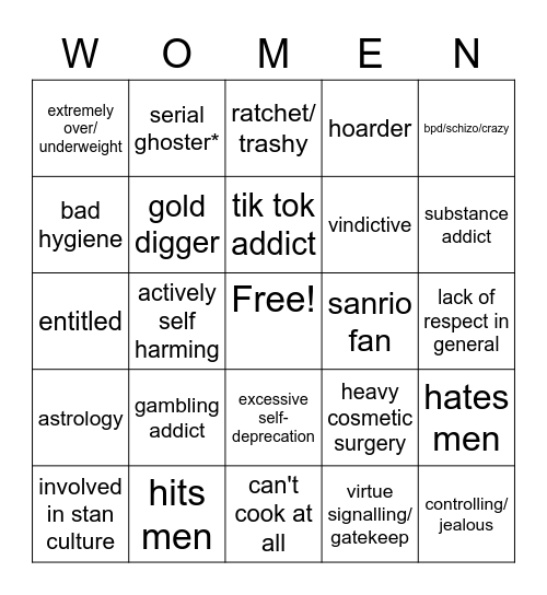 Red Flag Bingo Card