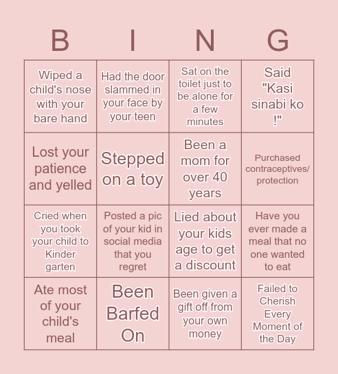 Have you Ever? Bingo Card