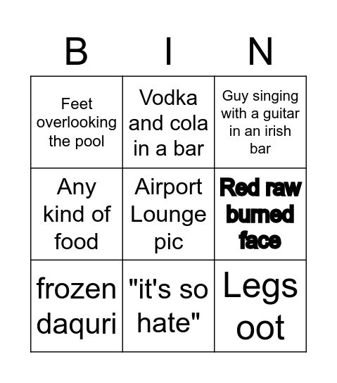 David Heron's Holiday Snapchats Bingo Card