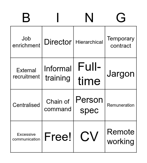 2.5 Bingo Card