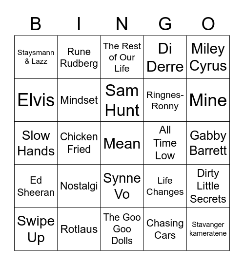 Elise Bingo Card