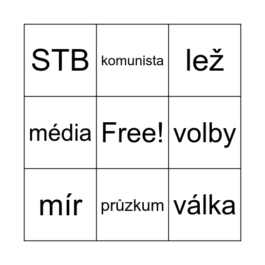 Volební BINGO Card