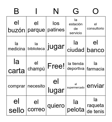 Objects/Items you Buy at Places in the City Bingo Card